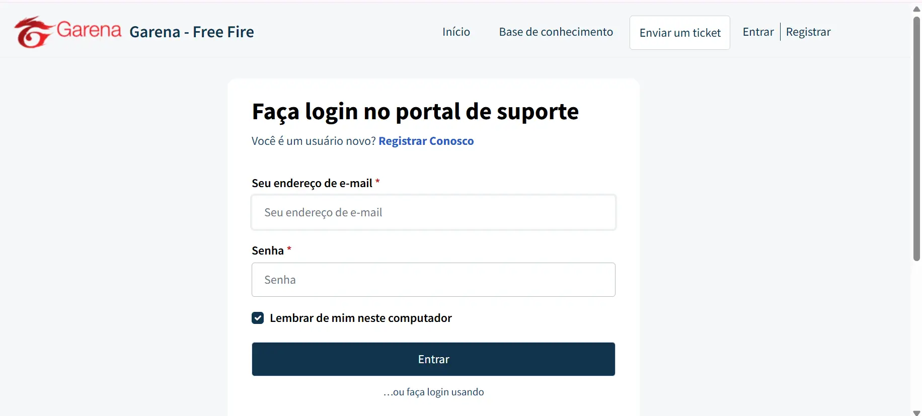 registro no servidor avançado do free fire